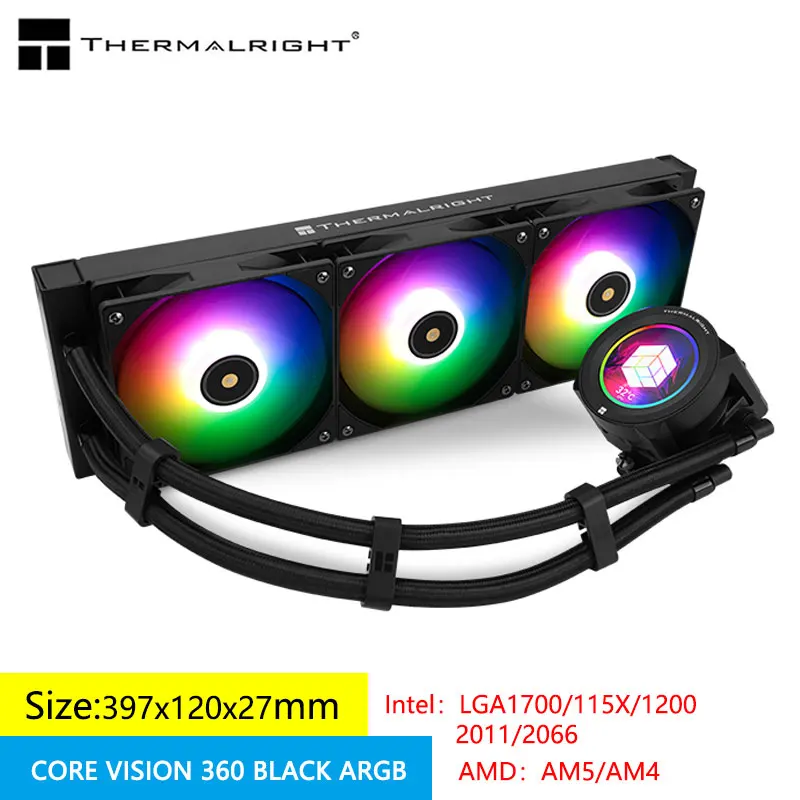 Imagem -01 - Thermalright-core Vision 360 Água Fria do Radiador Tudo-em-um Tela de Exposição do Lcd Apoio Lga1700 115x Am5 Argb Preto 21