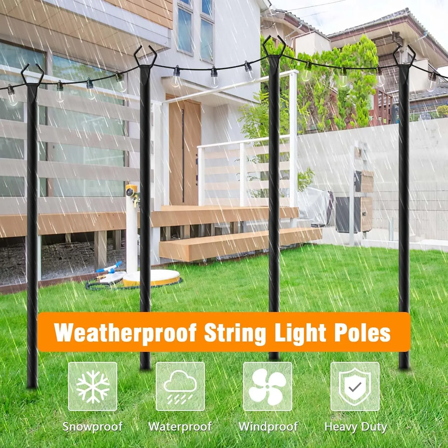 

4 Pack String Light Poles,10 Ft Metal Poles with Fork for Outdoor String Lights,Outdoor Light Poles with Fork,Poles/Post·New