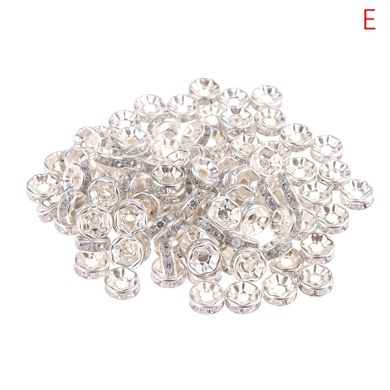 100 Stück 5/7/10 mm Rondellscheibe 316 Edelstahl Kristall Spacer Perlen mit Strass für Schmuckherstellung DIY Armband