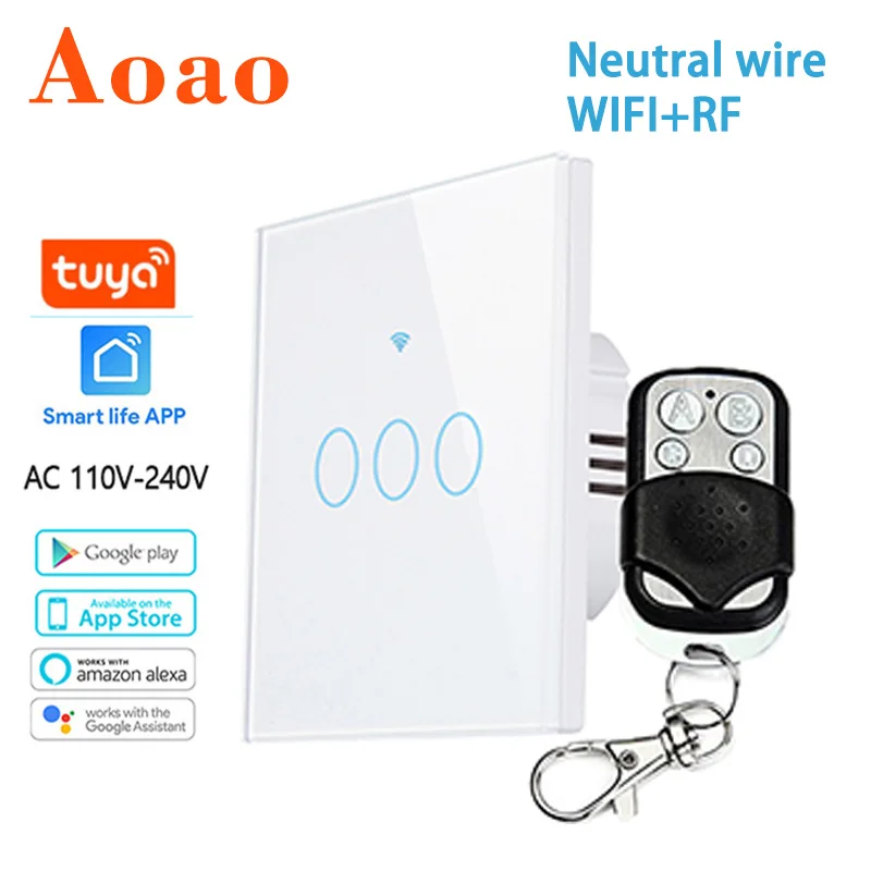 

Wall wifi smart touch light switch network connection tuya APP Alexa Google RF433 remote control EU standard interrupter