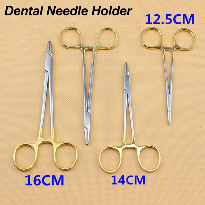 

Dental Needle Holder Pliers TC Head German Reusable Stainless Steel Gold Plated Handle Orthodontic Forceps Surgical Instrument