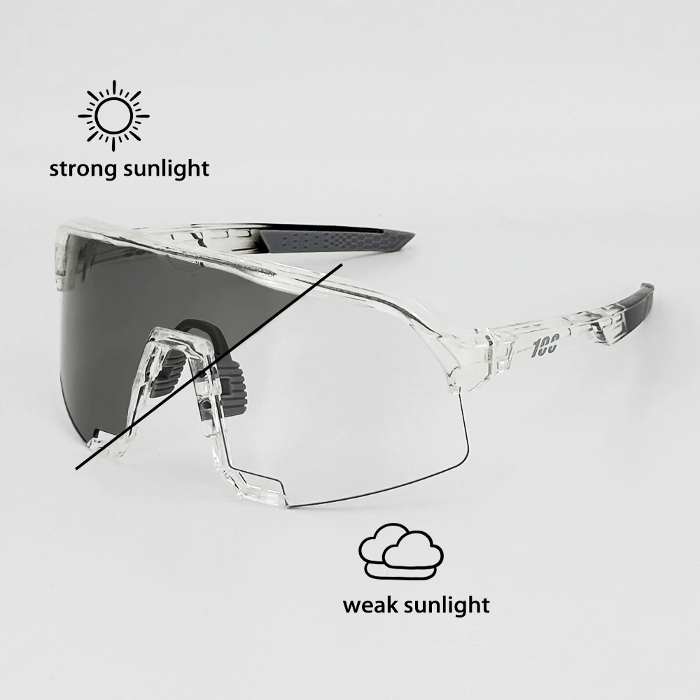 100% Photochrome Radfahrbrillen Modische Sportbrillen für Laufen Outdoor-Wandern Fahrradbrillen Straßen-MTB-Sonnenbrillen