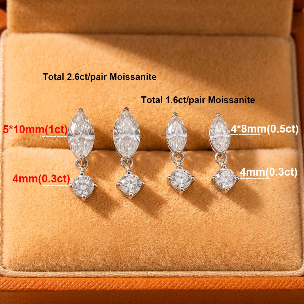 Anting-anting berbentuk tetesa - Moissanite Stud Earrings Round Cut 1Ct ulasan dan harga