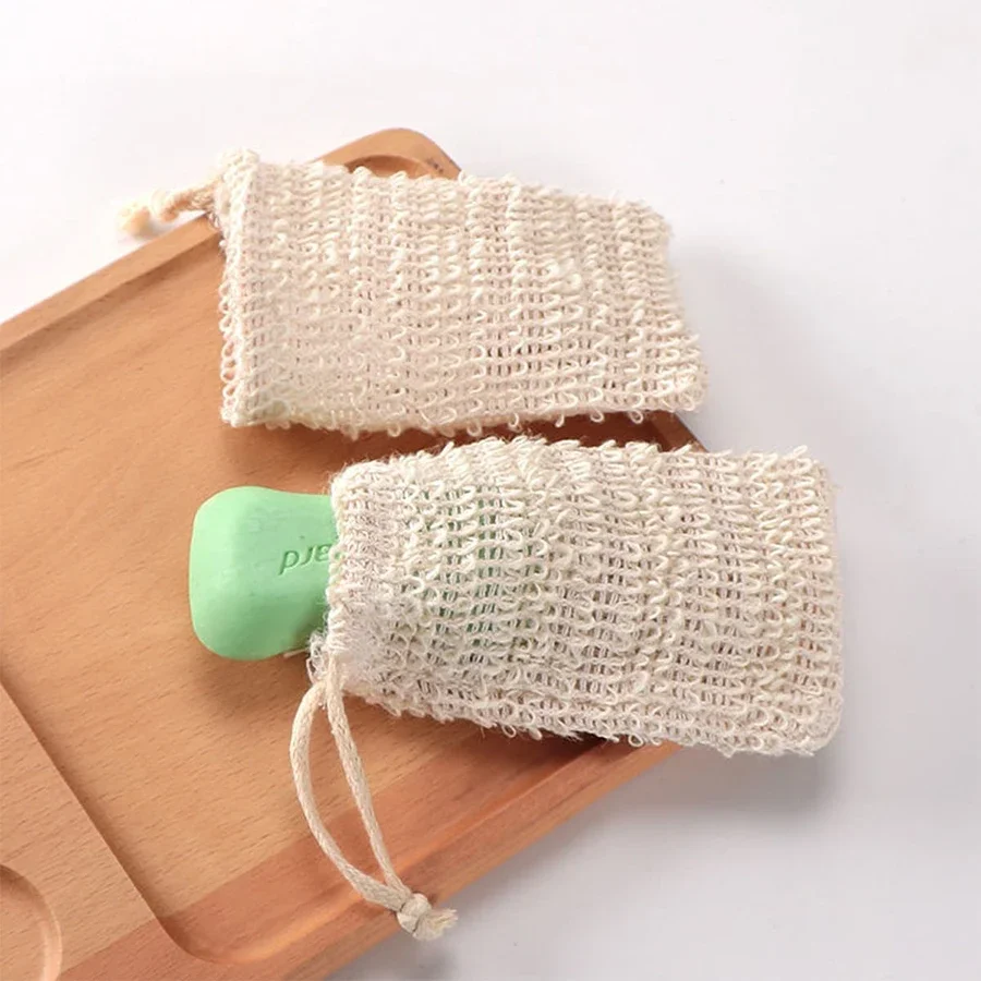 Cotton and linen soap net bag, simple hangable handmade soap net bag, household cotton and linen foaming net soap bag