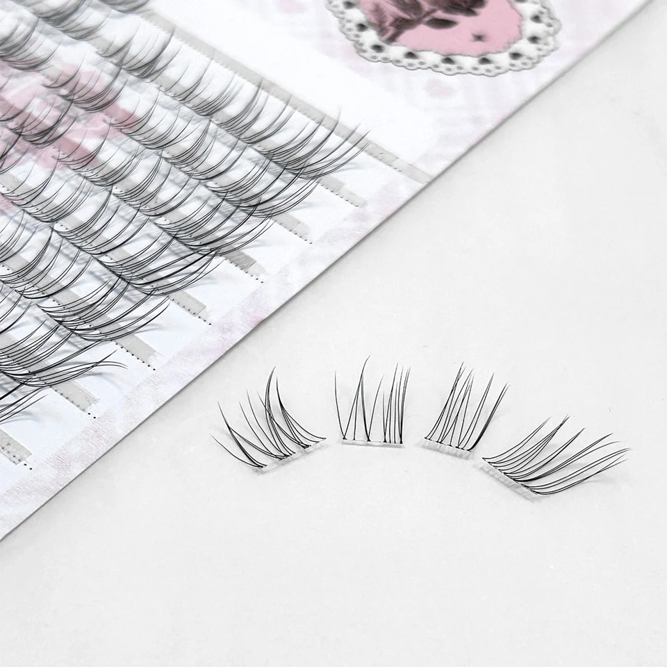 10 Hileras de Pestañas Individuales en Racimos Segmentadas Naturales Estilo Zorro Pestañas Postizas Voladoras Herramienta de Maquillaje 3