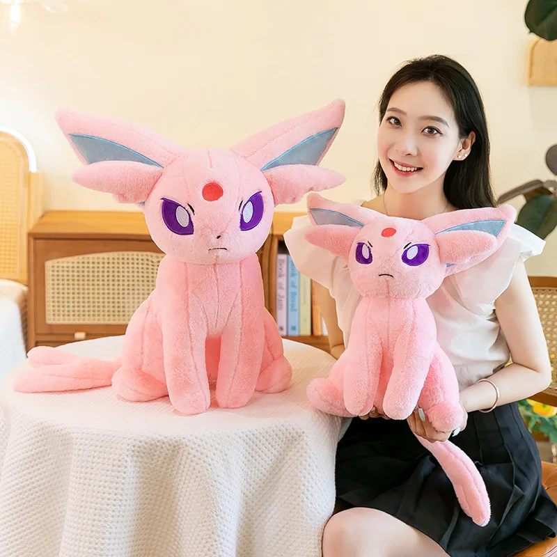 新しいエスペオンのぬいぐるみ-ピンクのサイキックタイプのポケモン風ぬいぐるみ-複数サイズ-ソフトでふわふわな人形-誕生日プレゼント-ホームデコレーション