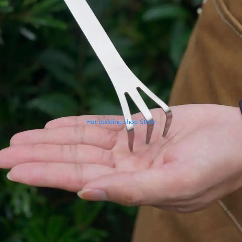 T21C Compact Stainless Steel Bonsai Rakes with Comfortable Grip for Home Gardeners