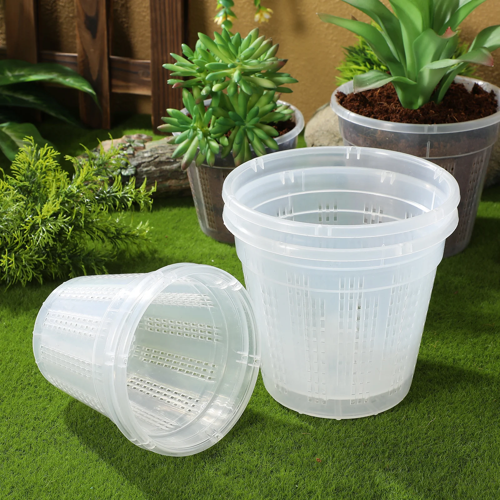 

6 Pcs chid Flower Pot Clear Plastic With Drainage Holes For Plants Garden Nursery Pots Planting Containers