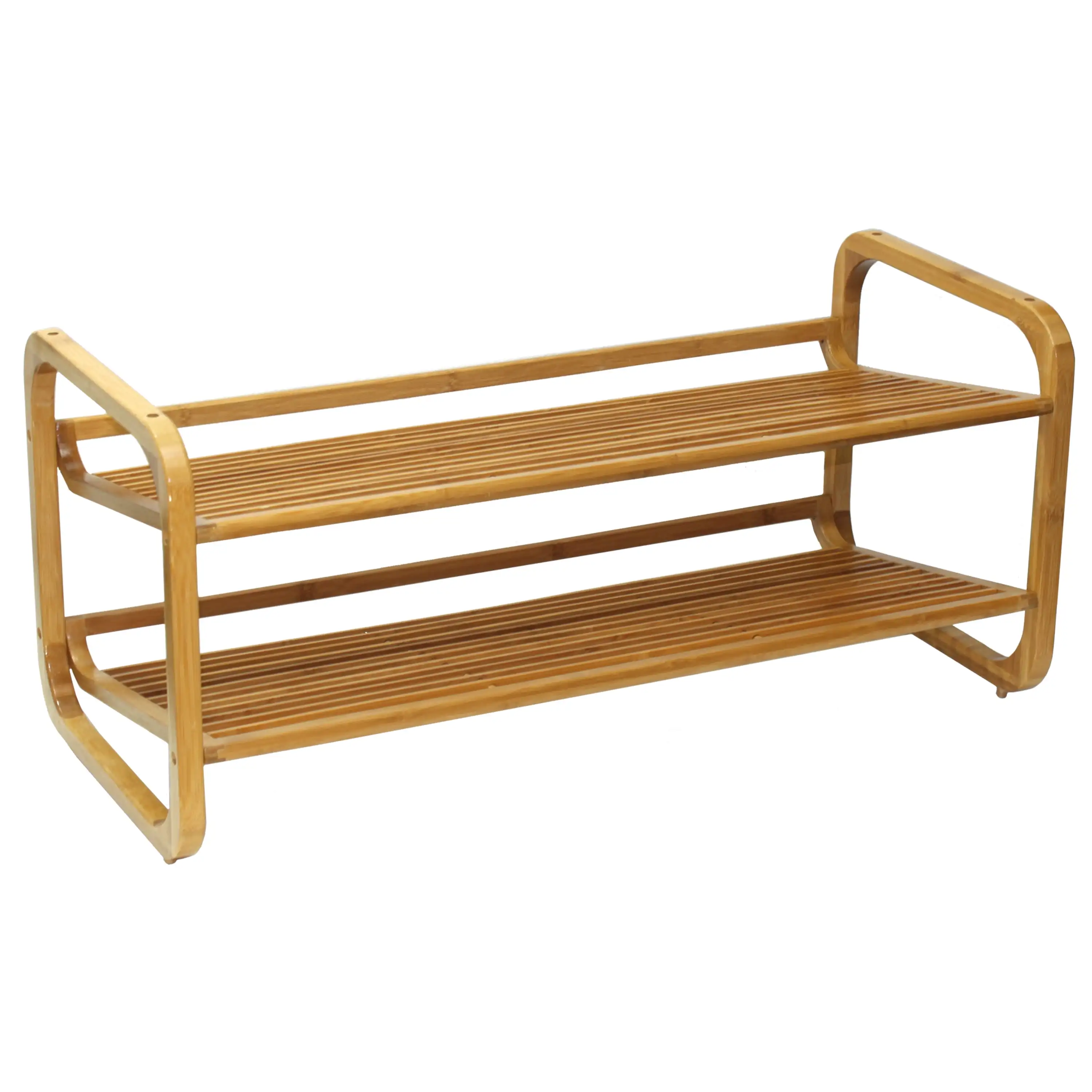 

2-Tier Bamboo Shoe Rack, Holds 6 to 8 Pairs of Shoes, 29.5 in L X 13 In. W X 13.5 In. H, Natural Color