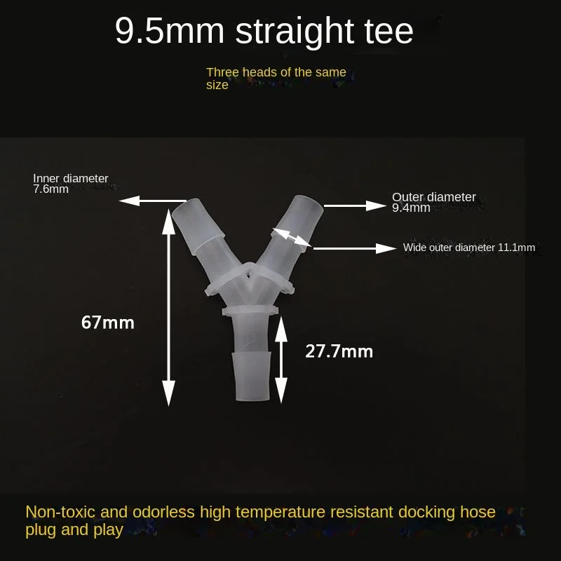 Conector de plástico tipo y, conector de mangueira de borracha de silicone, distribuidor de água de diâmetro igual, pagode pp, conector de 3 vias