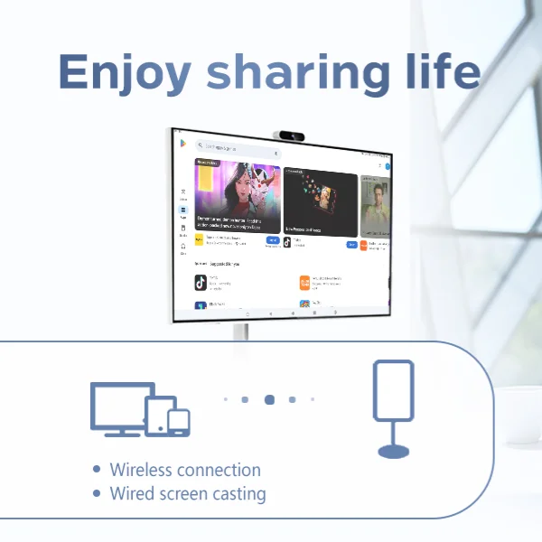 Factory 27 32 بوصة تابلت على عجلات تلفزيون محمول في الهواء الطلق تلفزيون محمول مع حامل شاشة LCD تفاعلية تلفزيون ذكي متنقل #5