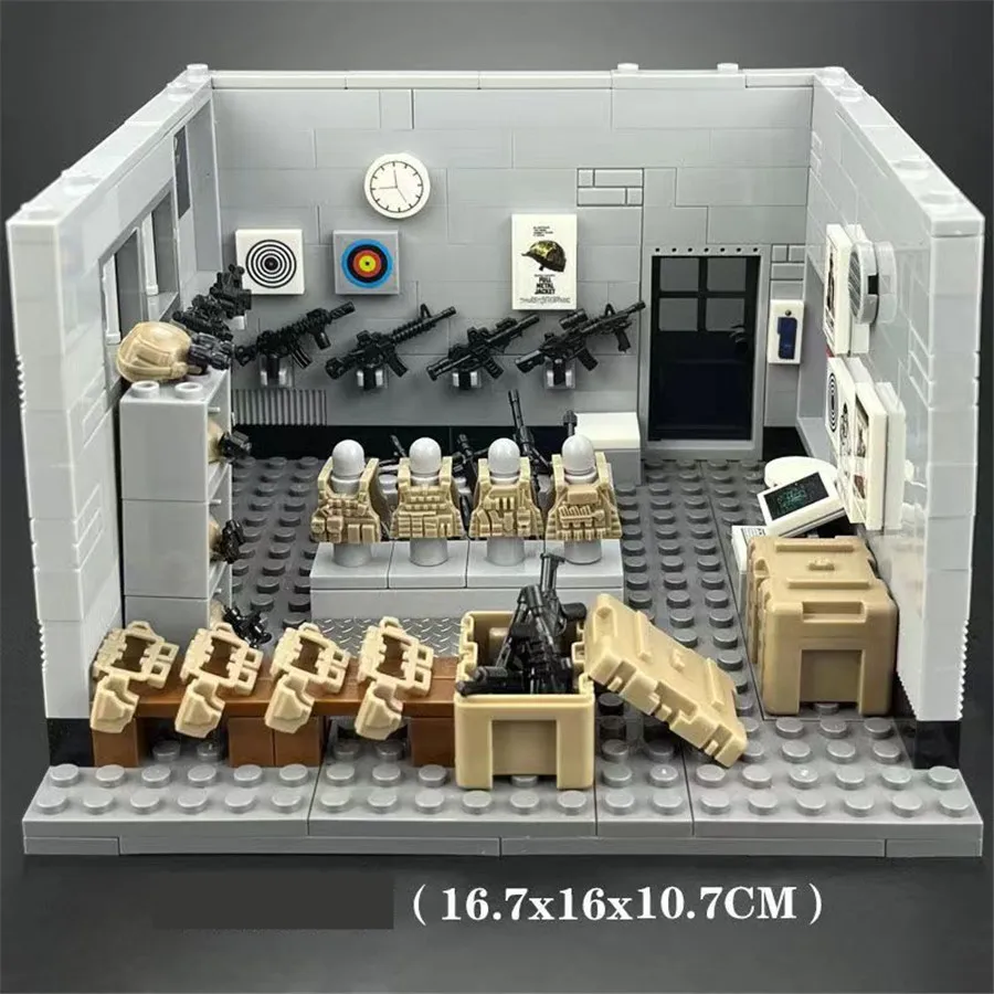 WW2 Military US Army Training Room Weapon Equipment Warehouse Model Building Blocks Bricks For Boys Children Gifts