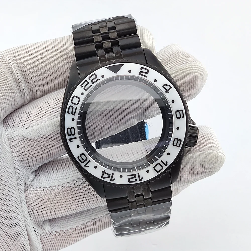 41 مللي متر حافظة NH35 حافظة سوداء SKX007 حافظة من زجاج الياقوت مقاومة للماء مناسبة لعلبة 28.5 مللي متر حافظة ساعة رجالية فاخرة