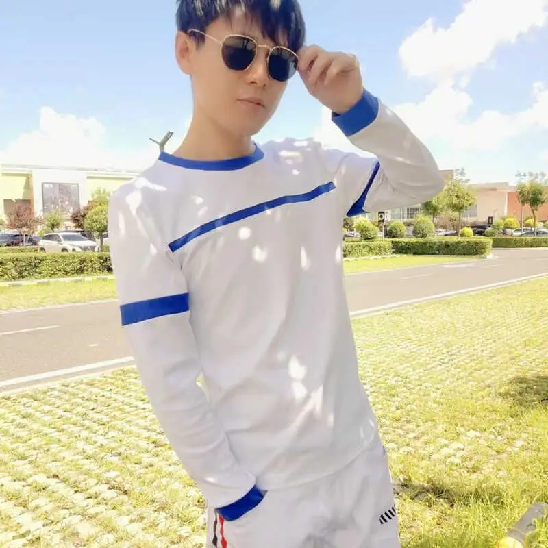 

Новое поступление, мужская футболка с длинным рукавом, весенне-осенняя молодежная модная облегающая футболка, модный стильный контрастный топ