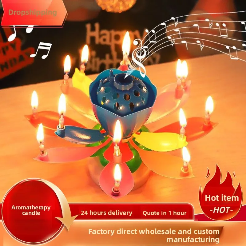 

Романтическая музыкальная свеча на день рождения в форме лотоса с волшебным эффектом для праздничных тортов