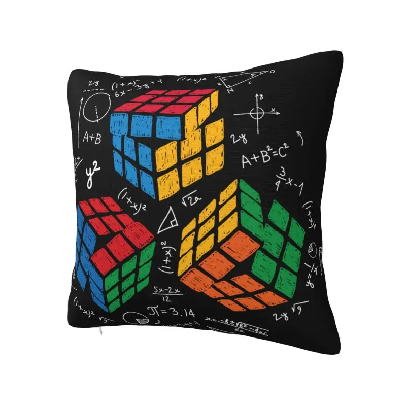 Math Rubiks Cube Cushion Covers Geek Teacher Gift Velvet Nordic Pillow for Sofa Home Decor