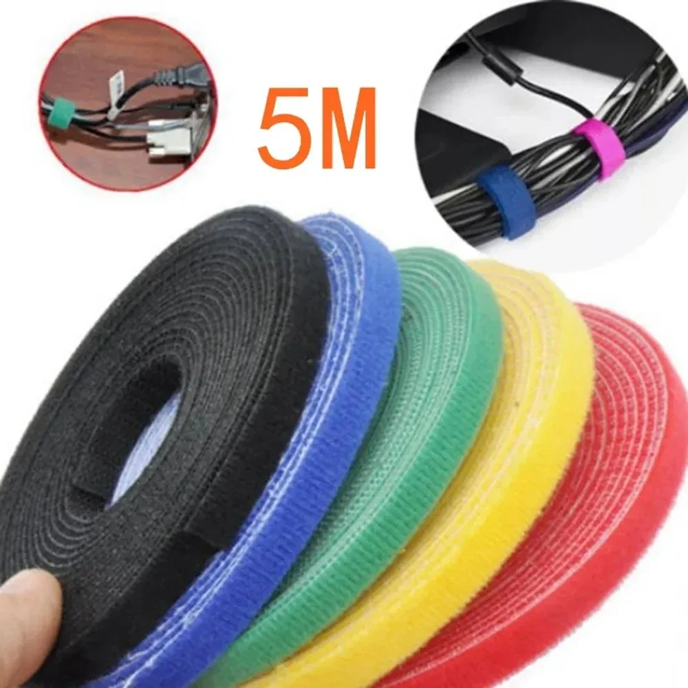 5 Meter/Roll Nylon Cable Ties Power Wire Loop Tape Multifunction Nylon Straps Fastener Reusable Self Adhesive Tape