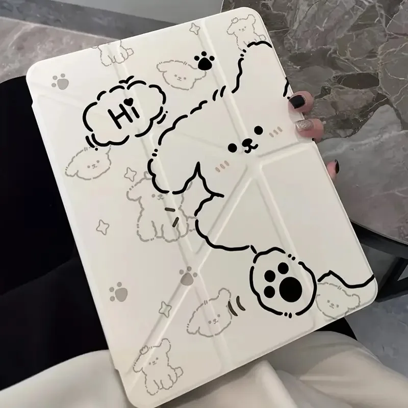 Cute Cartoon Bear Protective Case,For iPad Air Pro11 2024,iPad 7th 8th 9th 10.5 9.7 10.2 10th 10.9 Cover with Pencil Slot Holder