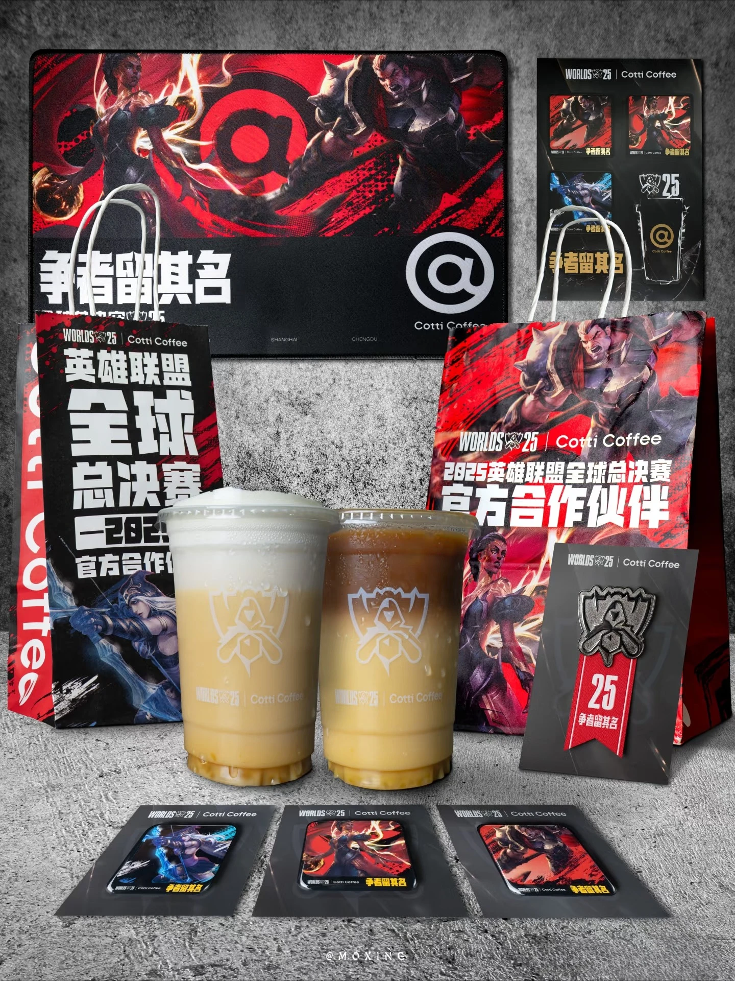 

Official Game LOL X Cotti Coffee Collab Cosplay Darius Ashe Mirage Fridge Magnet Badge Mouse Pad Sticker Cup