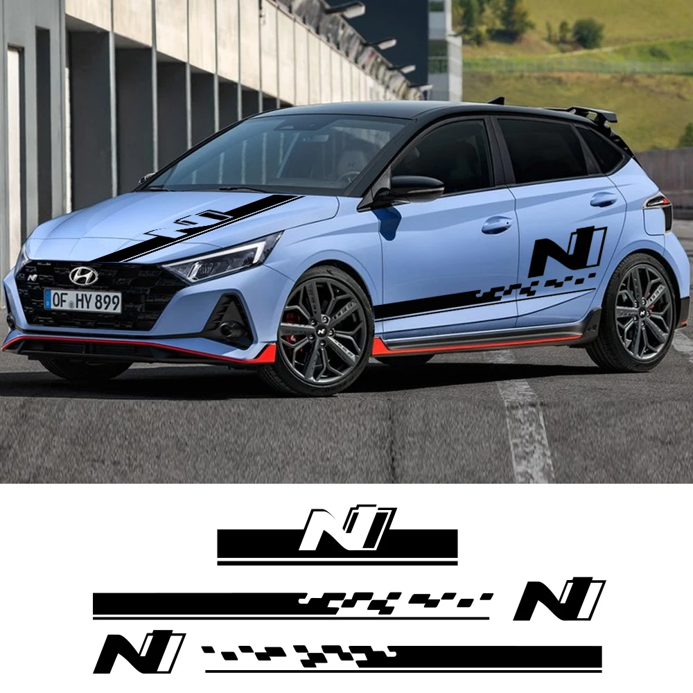 غطاء سيارة غطاء محرك السيارة الباب الفينيل الجانب شرائط N خط ملصقات مائي لشركة هيونداي كونا توكسون فيلوستر i20 i30 اكسسوارات السيارات التصميم