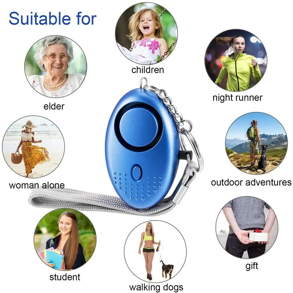 1-3pcs Personal Alarm With LED Light 130DB Anti Lost Wolf Self-Defense Safety Attack Emergency Alarms For Women Kids Elder