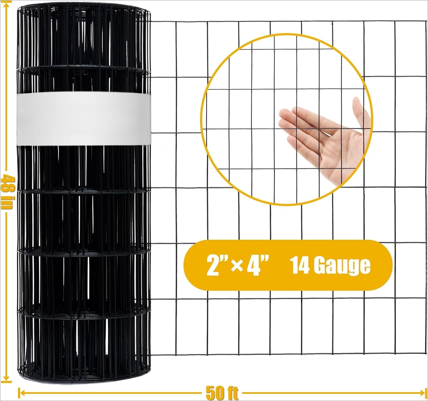 

Black PVC Coated Welded Wire Fencing, 48in High x 50ft Long, 2 inch x 4 inch 14GA 2/3/4/5/6 Ft Tall Welded Wire Fence Rolls