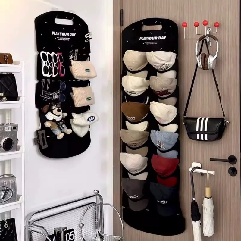 AILIHU Over The Door Baseball Cap Organizer Hanging Hat Storage Rack Multi Pocket Closet Door Holder Home Storage Bag view 4