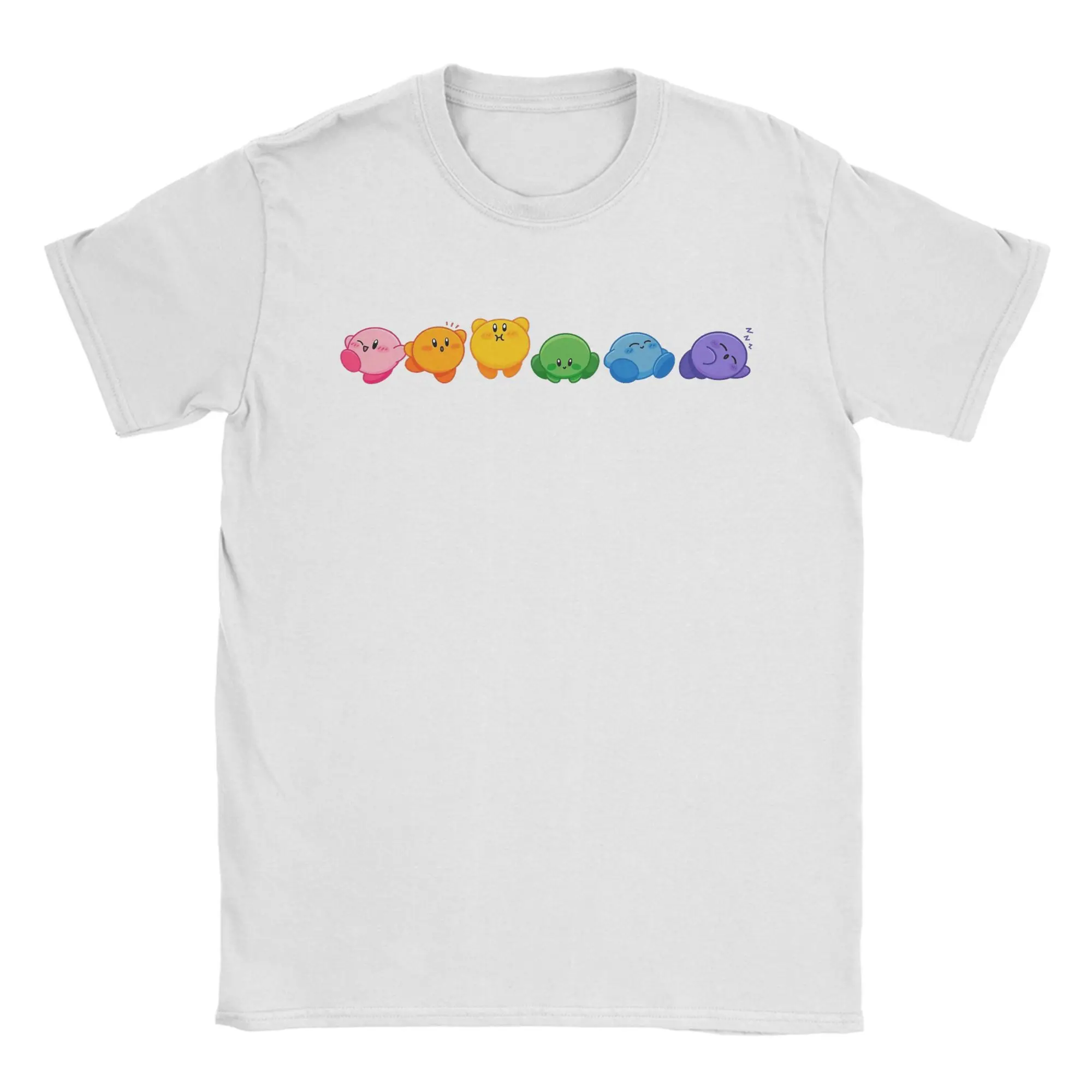 Kirby Rainbow T-Shirt für Herren, reine Baumwolle, Kleidung, lässig, für Damen und Kinder, kurzärmelig, Rundhals-T-Shirt, Geschenk, kreatives Oberteil – Detail 4