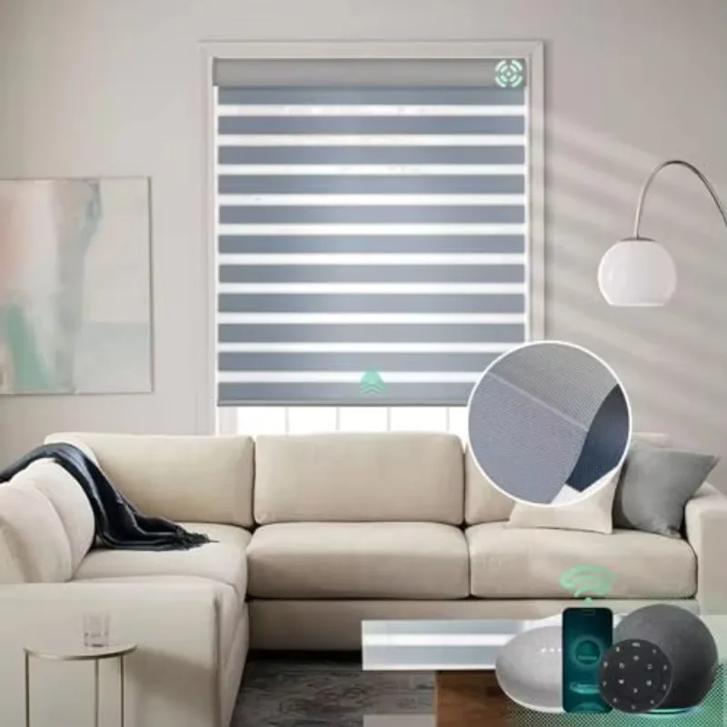Modern Design Smart Automatic Electrical Roller Shades Built-In Window Covering Motorized