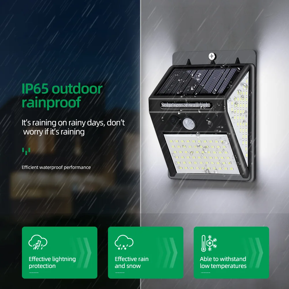 Imagem -03 - Pir Motion Sensor Solar Wall Light Lâmpada ao ar Livre Impermeável Powered Luz Solar Lâmpada de Rua Decoração do Jardim 144 Led