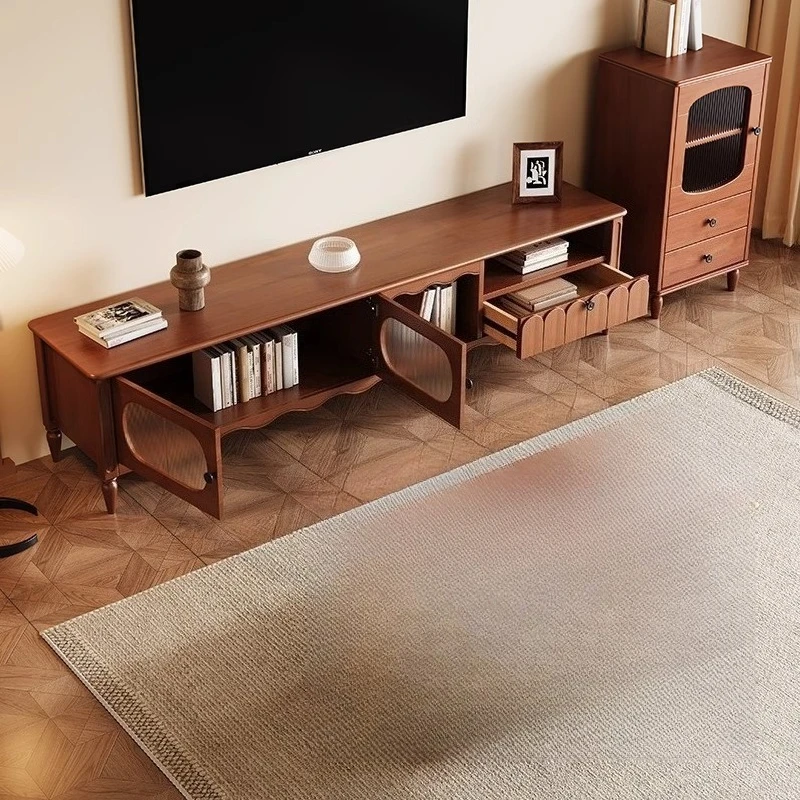 

Chinese-style Solid Wood TV Stands Small-sized Simple Home Living Room Storage TV Stand French-style Retro Furniture Armoire JTT