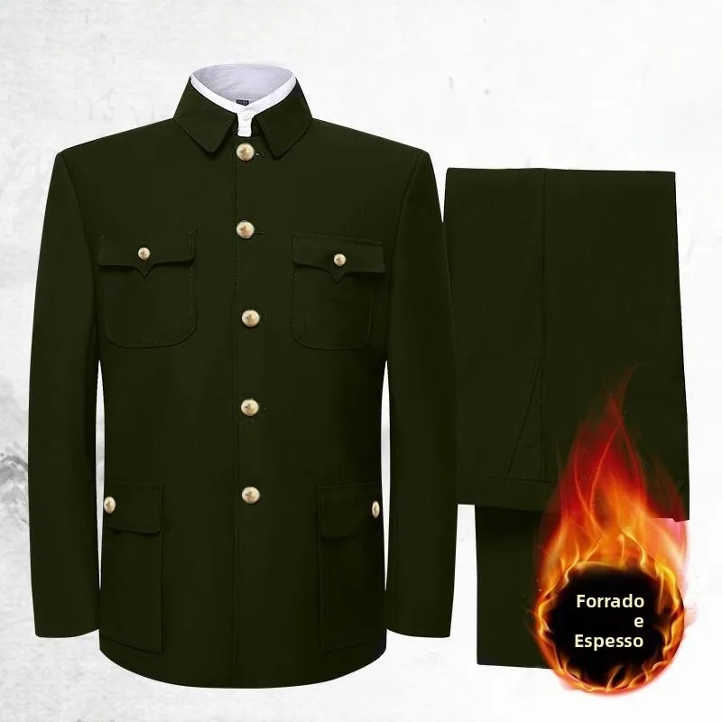 military-green-zhongshan-suit-men's-mid-aged-and-elderly-set-old-fashioned-autumn-winter-casual-color-grandpa-dad-clothes