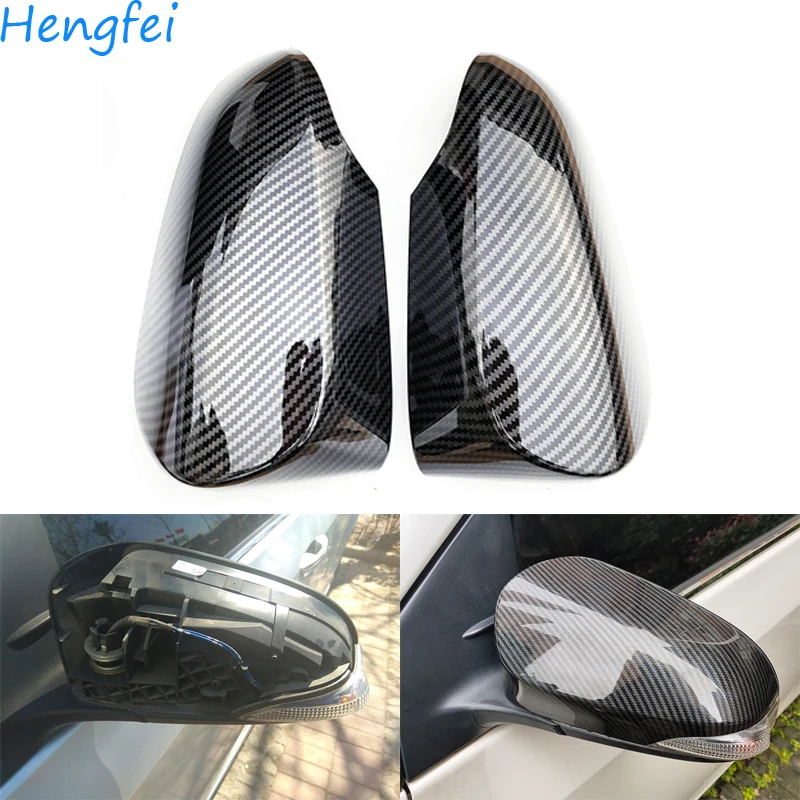 Car Accessories For Toyota Vitz 2011~2019 Carbon Fiber Rearview Mirror Cover Rearview Mirror Housing With Turn Signal