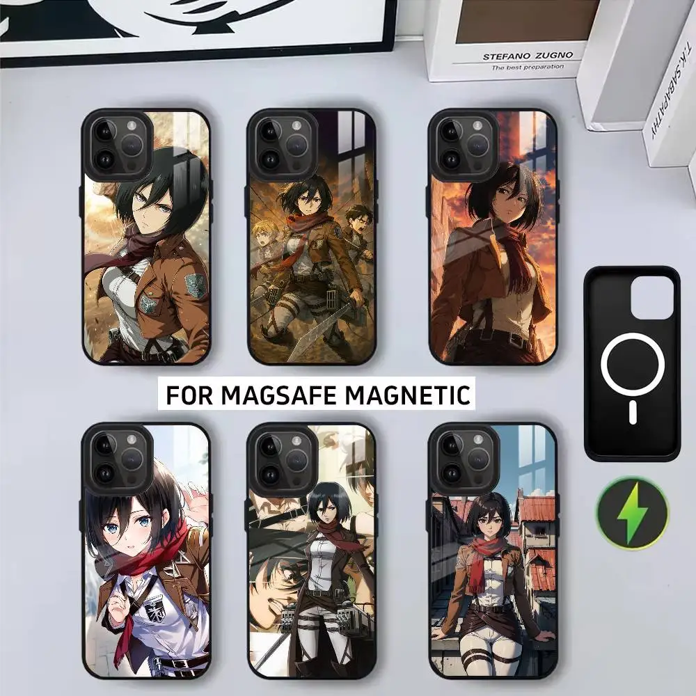 

A-Attack on T-Titan M-Mikasa A-Ackerman-M Phone Case For iPhone17,16,15,14,13,12,11 Plus,Magnetic with Magsafe Wireless Charging