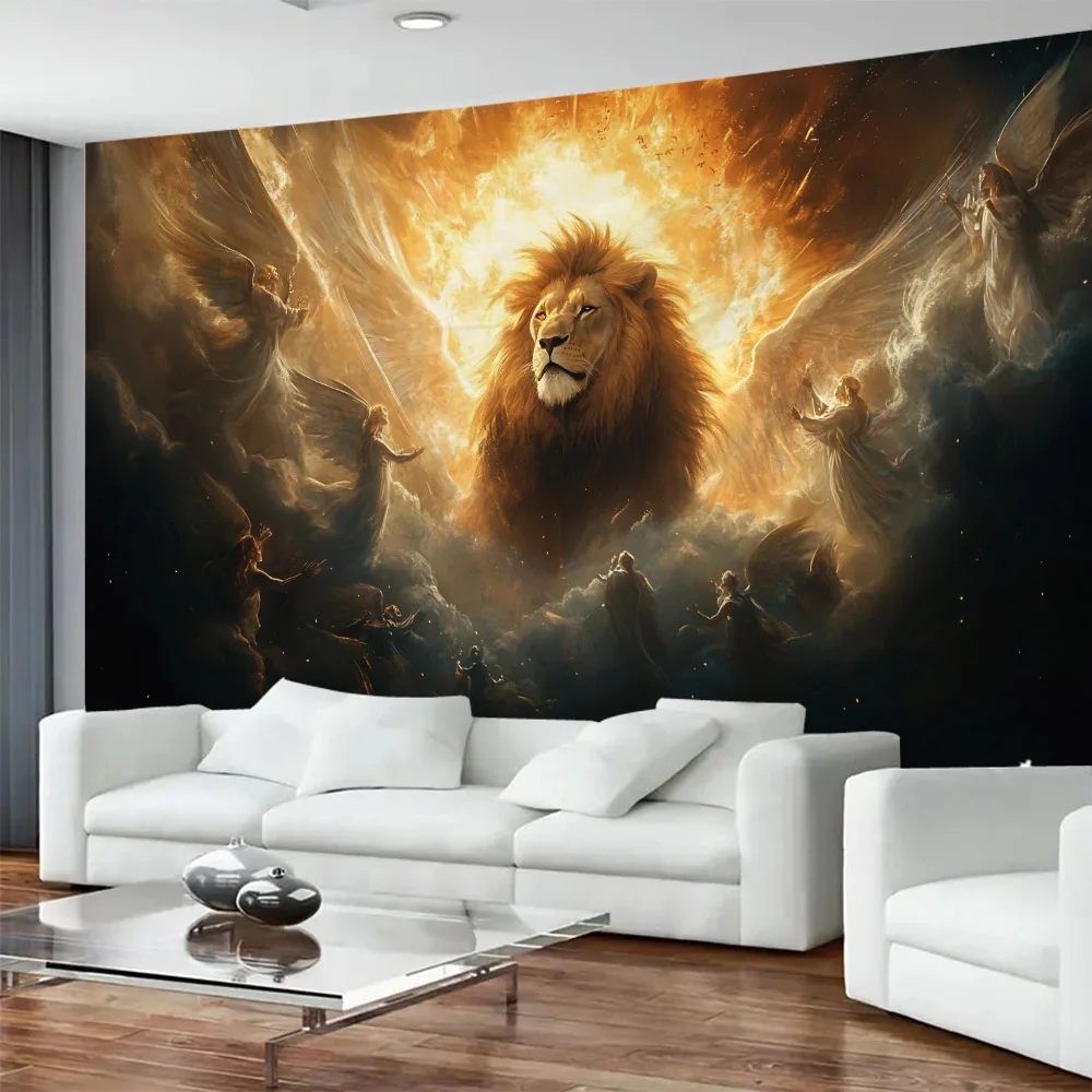 

Lion King Sky Wall Decoration Tapestry Dreamy Animal Starry Sky Wall Hanging Game Room Dormitory Living Room Background Poster