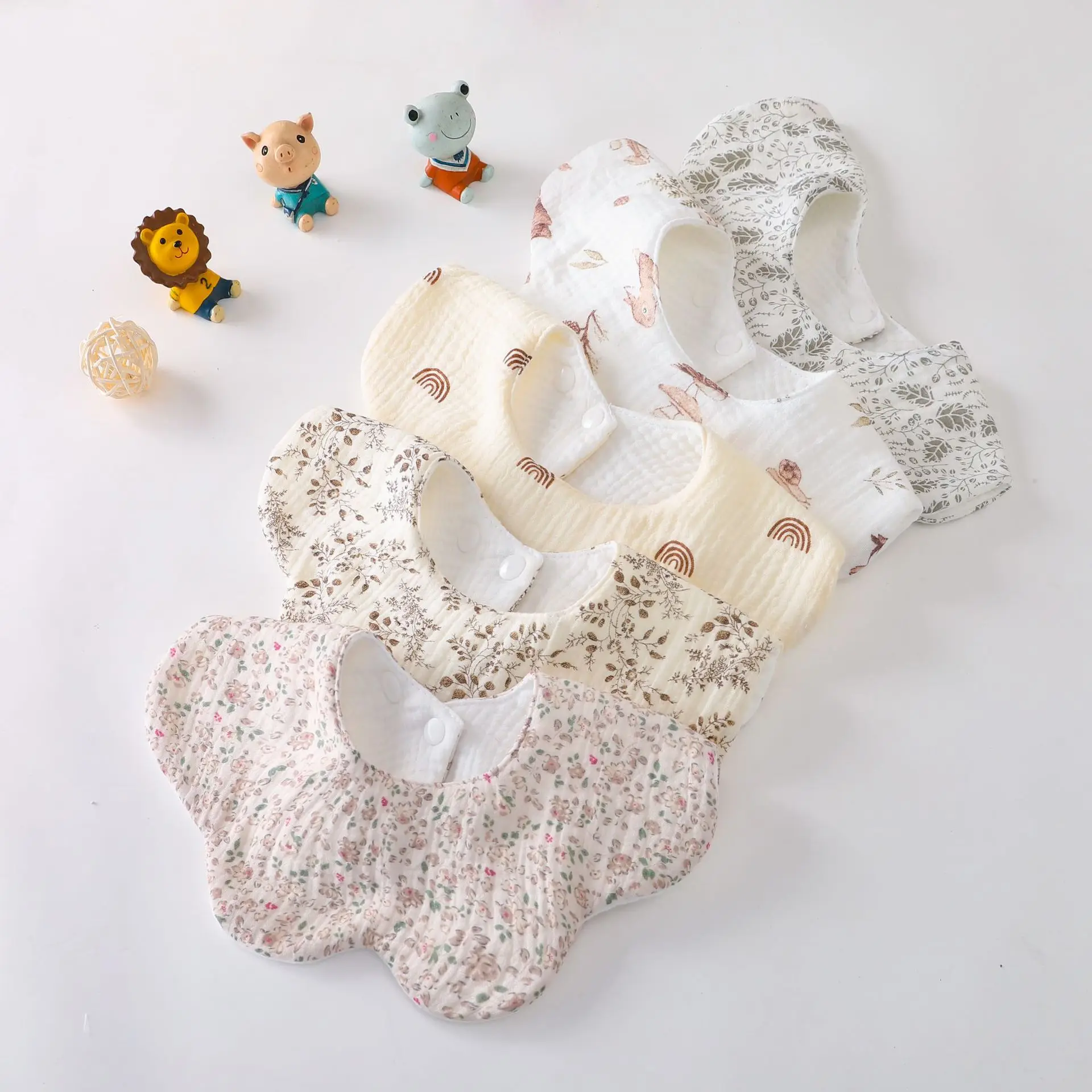 

Новые 6-слойные утолщенные детские нагрудники с цветочным принтом для младенцев, облачные волны, полотенце для кормления слюной, мягкая ткань для отрыжки новорожденных, нагрудник для детей