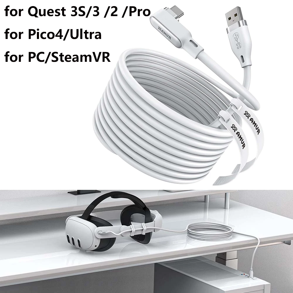 

For AMVR Wire 5 meters Link Cable for Quest 3S/3/Quest 2/Pro USB Cable for PICO 4/4 Ultra VR Accessories