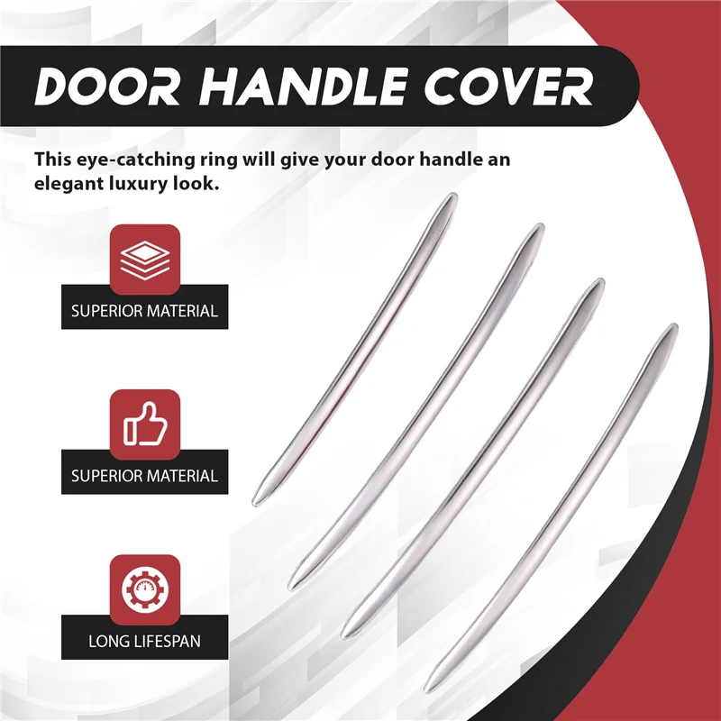 

ABIB -4Pcs Chrome Stainless Steel Exterior Door Handle Molding Trim Cover Outer Doors Handle Cover For BMW 5 Series F10 F18