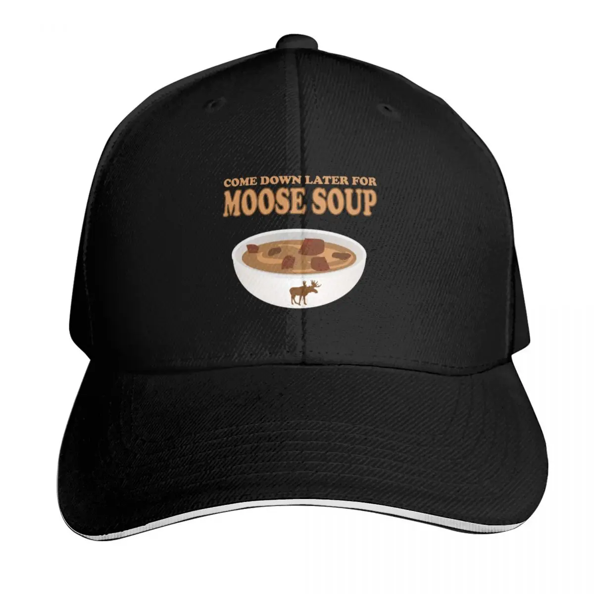 Funny Foodie come down later for moose soup Baseball Cap Sun Protection UPF 50+ Breathable Mesh Back Adjustable Buckle Closure