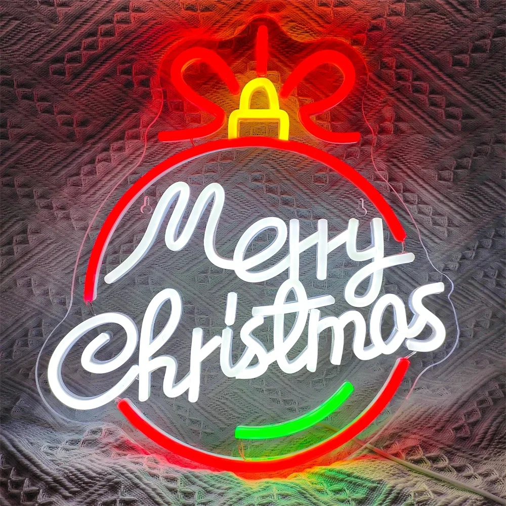 Christmas Bell Neon Sign Merry Christmas Party Shop Bar Window Decor Wall Hanging Neon Light Acrylic Board Indoor LED Dimmable