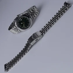 Rolamy 20mm Solid 316L Stainless Steel Watch Band Curved End Jubilee Design For Seiko Alpinist SPB115 117 121 SARB013/17 Models