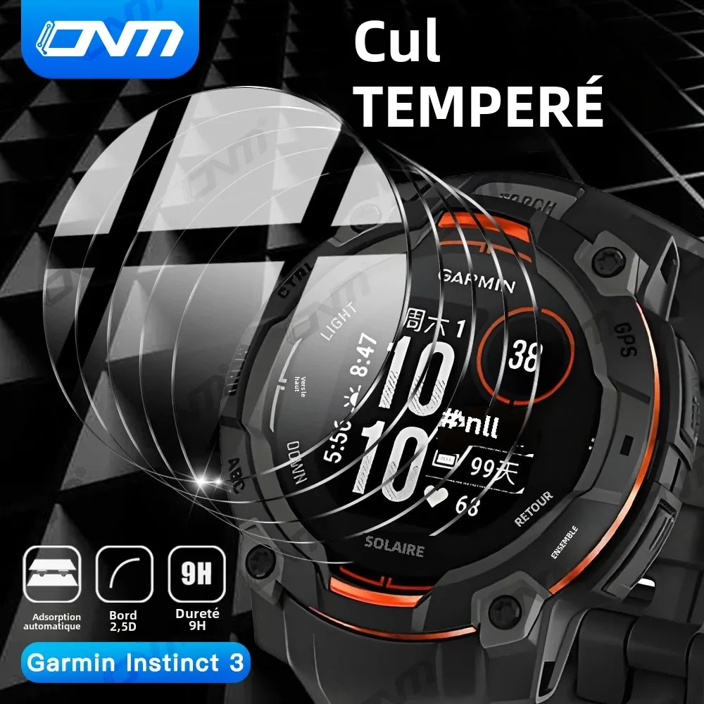 Verre de protection d'écran pour Garmin Instinct 3 AMOLED SOLAR, accessoires de film anti-rayures Premium HD, Guatemala, 50mm, 45mm, 9H