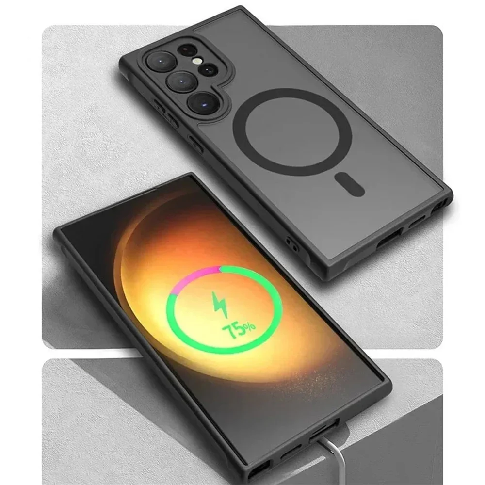 삼성 갤럭시 S25 S24 S23 S22 울트라 플러스 S20 S21 FE 무광 마그네틱 반투명 폰 케이스 맥세이프 무선 충전 커버