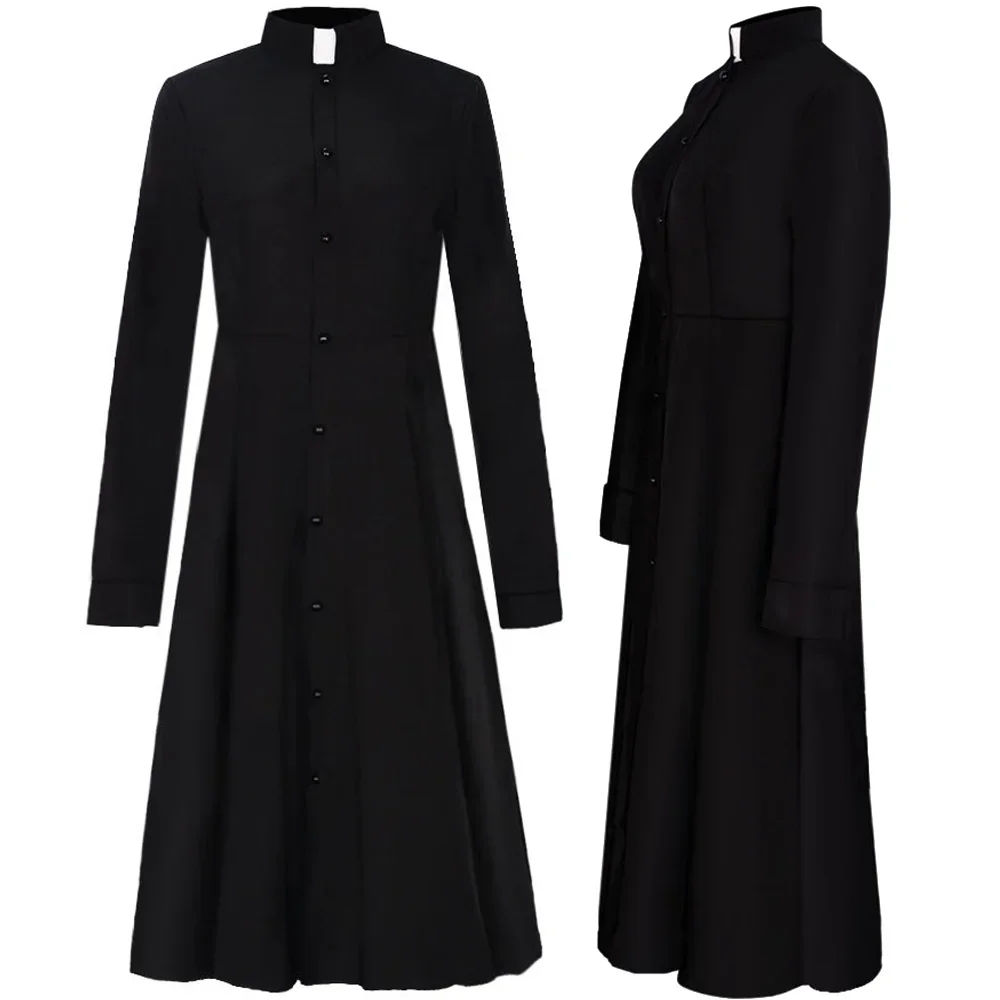 

New 2026 Priests Father Cosplay Costume Coat Adult Unisex Robe Priest's Uniform Long Gown Halloween Carnival Outfits