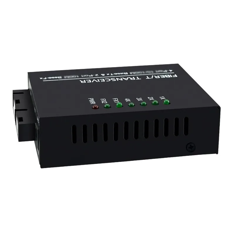 Gigabit Base -Tx Fiber Converter, SC 2 Fiber FX + 4Port RJ45, 10 m, 100 m, 1000m, A, B Fiber Media Converter, 1Pc