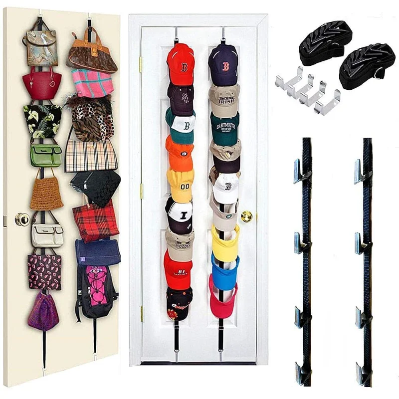 7 Hooks Adjustable Seamless Over Door Hook Rope Hanging Hat Cap Rack Holder Organizer New Clothing Convenient Accessories Hanger