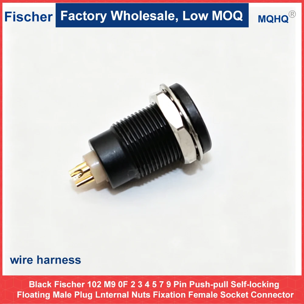Black Fischer 102 M9 0F 2 3 4 5 7 9 Pin Push-pull Self-locking Floating Male Plug Lnternal Nuts Fixation Female Socket Connector