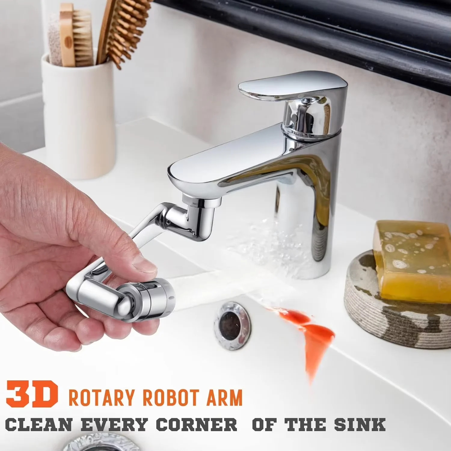 1080° Rotating Faucet Extender Kitchen Sink Anti-Splash Nozzle Aerator 2 Spray Modes Universal Adapter 22/24mm
