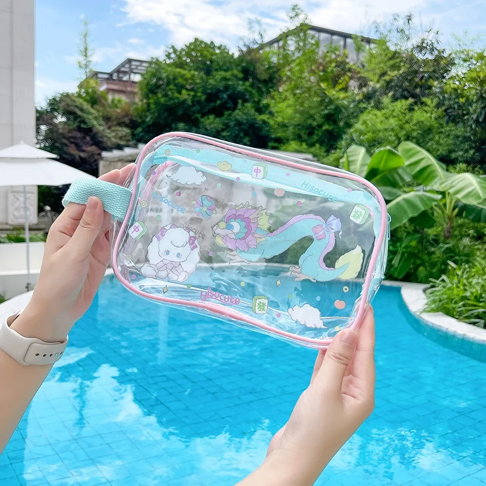 New Cartoon Capybara Transparent Cosmetic Bag Portable Waterproof Clear Beach Bag Travel Large Capacity Makeup Bag Wash Face