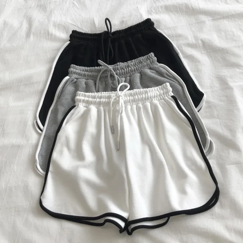 Women Striped Casual Shorts Korean Harajuku Loose All Match Sports Shorts Summer Fashion Simple Yoga Thin Mini Shorts Female